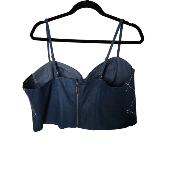 NWT Rue Rhinestone Studded Plus Denim Underwire Bustier  Size 3X Plus - Picture 3 of 7